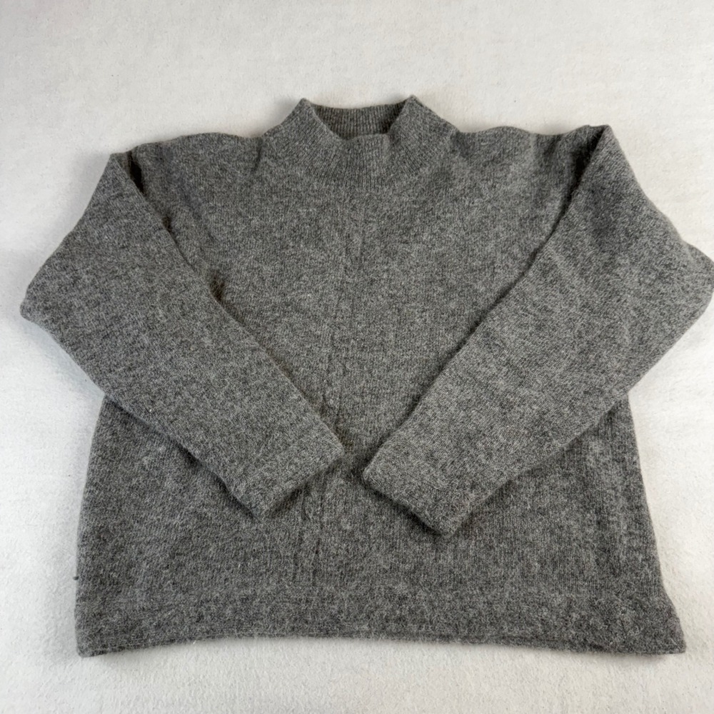 Powder Point Vintage Grayβ Lambswool Angora Mock Neck Sweater Large RN66396